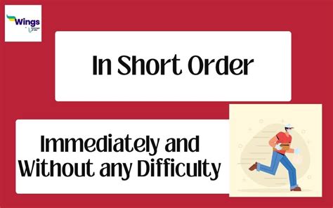 define in short|Definition of 'in short order' .